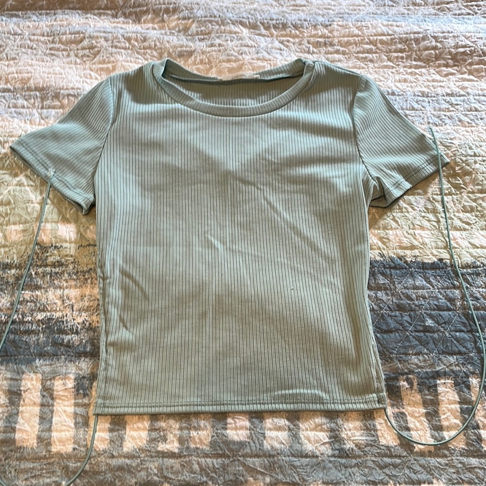 Green crop top w/ open back size XS
